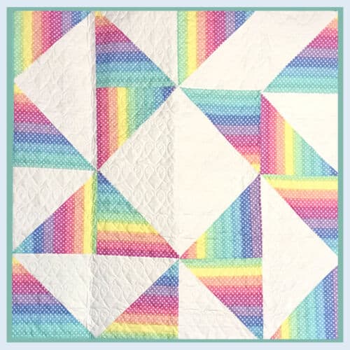 Rainbow with Hearts and White Throw/Baby Quilt